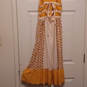 Aeropostale Cream and Orange Patterned Dress